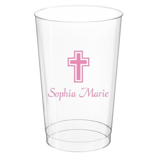Outlined Cross Clear Plastic Cups